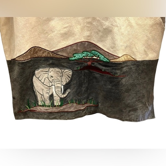 The Quacker Factory Suede Leather Jacket Embroidered Safari Size XS African - Picture 7 of 13